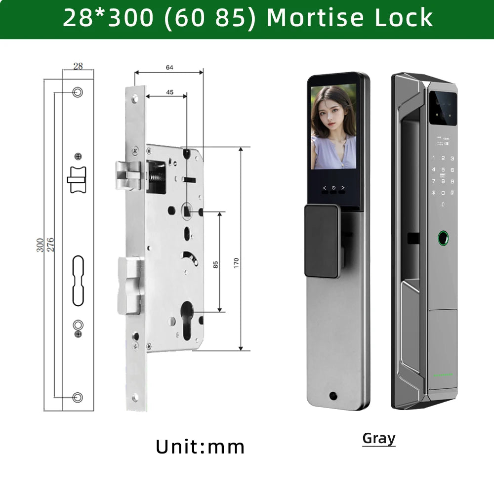 RAYKUBE 21-language Voice Tuya WiFi Camera Palm Vein Smart Fingerprint Lock Face Recognition Digital Lock With Video Call P85