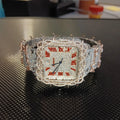 Luxury Men's Mechanical Watches Square Silver Gold Diamond Iced Finish Waterproof Stainless Steel Band Moissanite Quartz Quartz