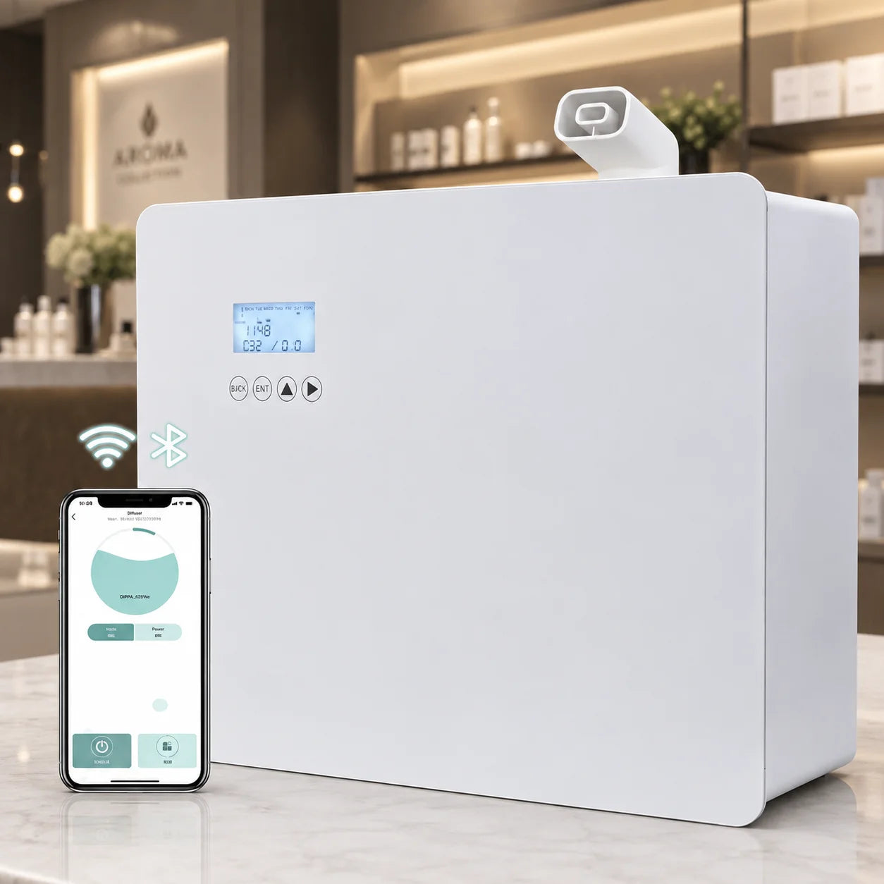 Smart Waterless Scent Diffuser Machine WiFi Bluetooth App Control Aroma Essential Oil Diffuser for Home Hotel Office Large Room