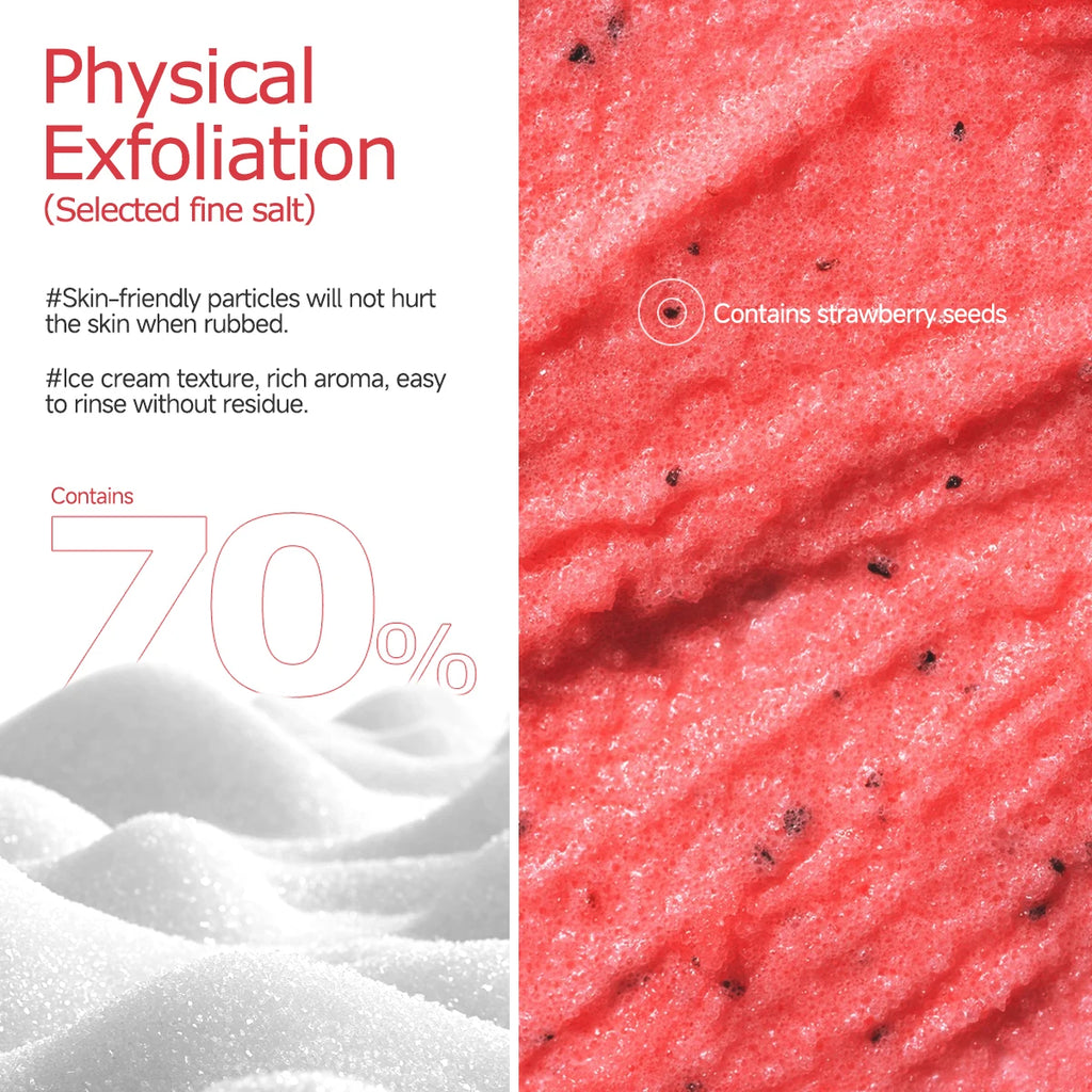 Strawberry Body Scrub 285g | Natural Exfoliating Face Moisturizer Scrubs Treatments Tidesmit