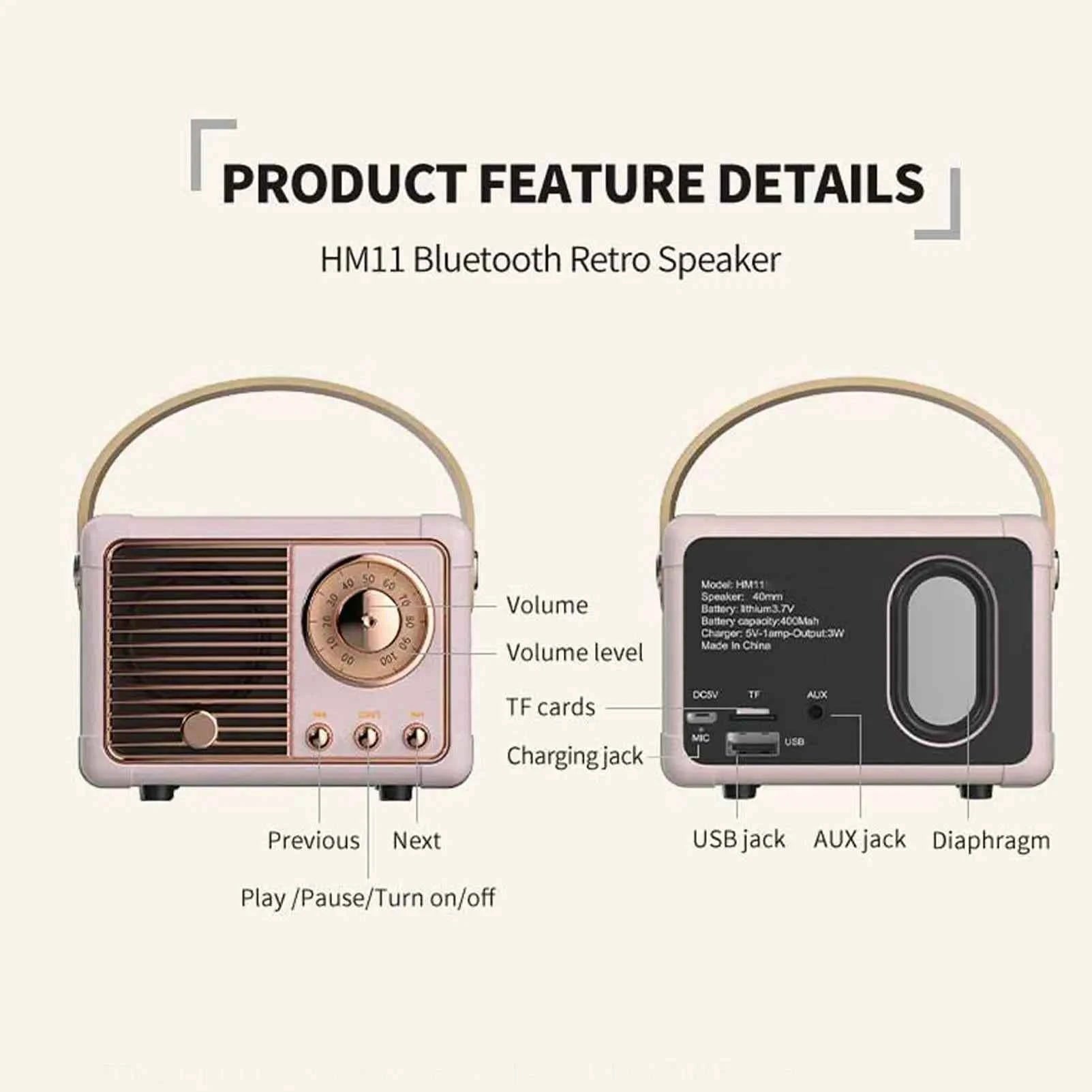 CTX Retro Mini Portable for Bluetooth Speaker RGB LED Lighting USB AUX Audio Line Subwoofer for Music Player for Travel Outdoor My Store