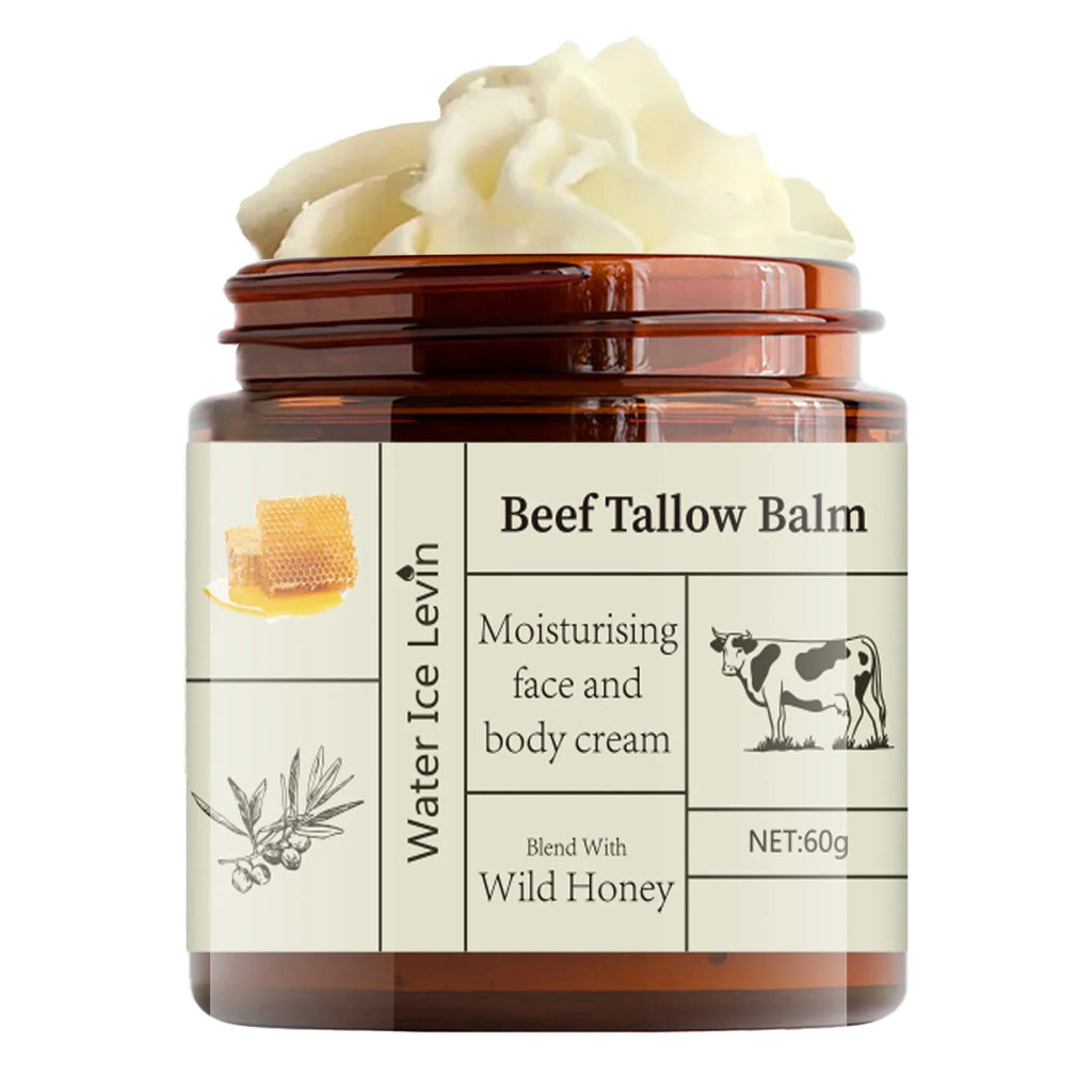 60g Beef Tallow Cream Deeply Moisturizing, Brightening, Anti-Wrinkle, Grass-Fed Beef Butter, Wild Honey, Facial and Body Lotion, Skincare, Rich in Vitamins