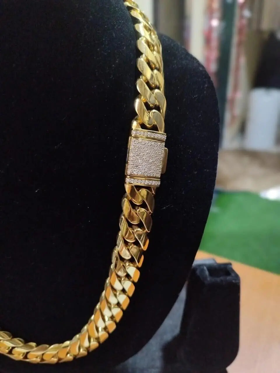 Tishya Diamond 6mm X 24" Miami Cuban Link Chain Women's Real Moissanite Hip Hop Engagement Party Wedding Gift Gold Necklace