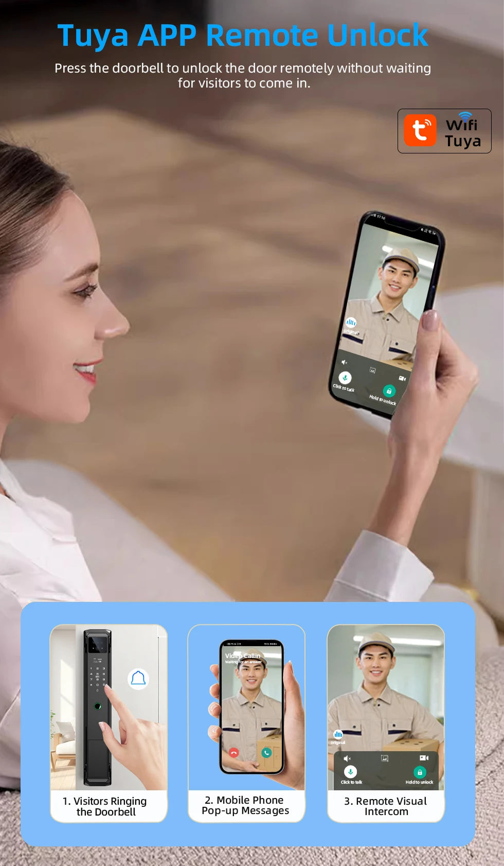 RAYKUBE P8 Tuya WiFi Camera Palm Vein Smart Lock Face Recognition Digital Fingerprint Lock With Video Call 21-language Voice