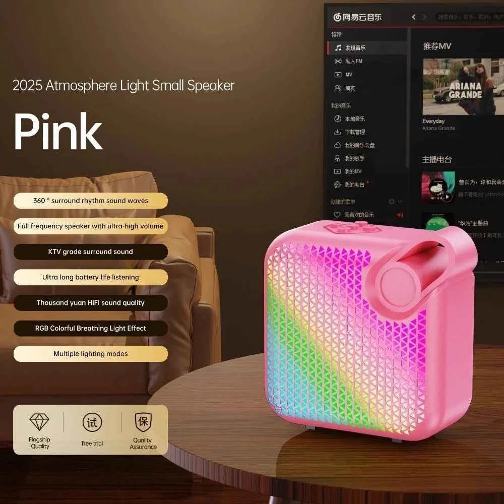 CTX Travel Outdoor Music Player for Bluetooth Speaker with RGB LED Lighting USB AUX Subwoofer Plastic Colorful Lights My Store