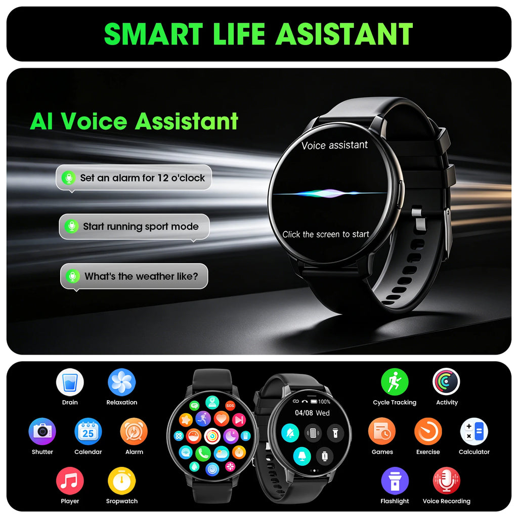 2026 Women Smart Watch Bluetooth Call | 1.38" Full Touch Screen Fitness Tracker, 100+ Sports Modes Heart Rate Sleep Monitor Waterproof Ladies Smartwatch Compatible with iPhone Android iOS