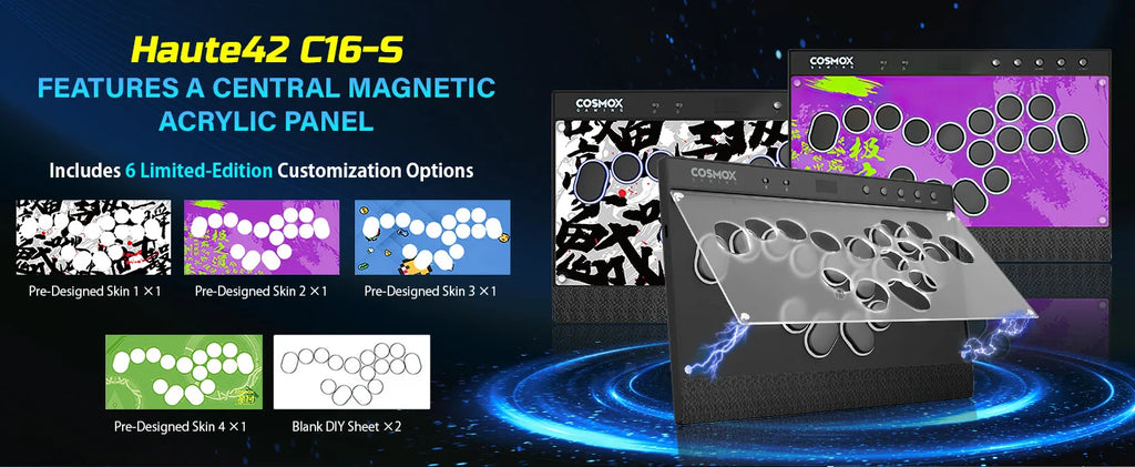 Haute42 C16 Magnetic Leverless Hitbox Controller Stickless Arcade Controller Keyboard For PC/ PS5/PS4 Hitbox Fighting Stick