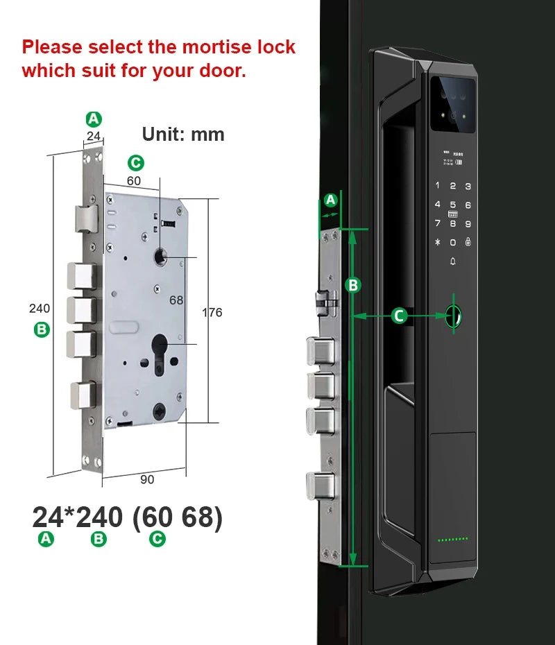 RAYKUBE P8 Tuya WiFi Camera Palm Vein Smart Lock Face Recognition Digital Fingerprint Lock With Video Call 21-language Voice