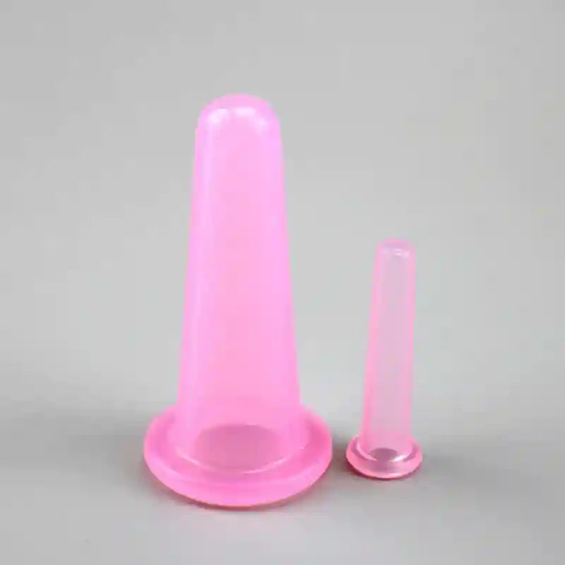 Silicone Facial Cupping Massage Cups - 2-Piece Anti-Aging Set Eye Massage Instrument 1M 1S pink Tidesmit