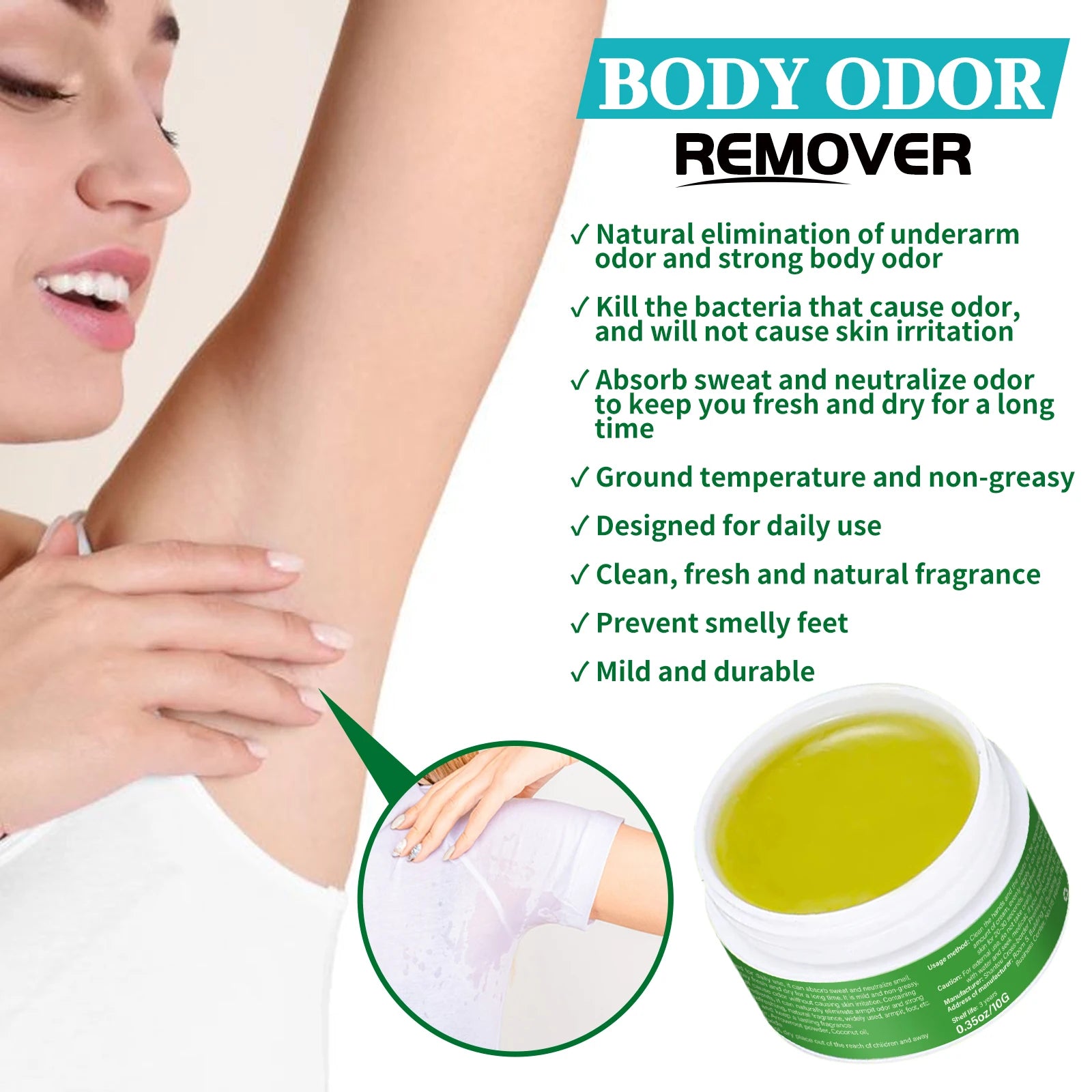 Tidesmit body odor remover cream, an underarm cleanser and refreshing antiperspirant for long-lasting fragrance.