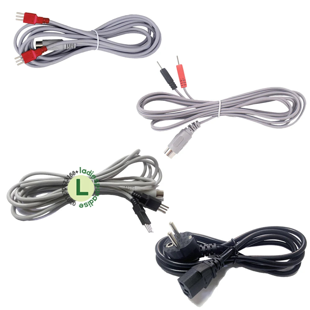 DDS Bioelectric therapy massager replacement grey pulse cables and black power cord for pain relief and meridian SPA.