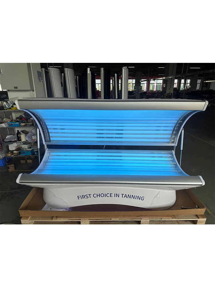 Vertical Solarium Sunbed with Full Body Light Therapy for Muscle Relief Back Massage Instrument Blue Tidesmit