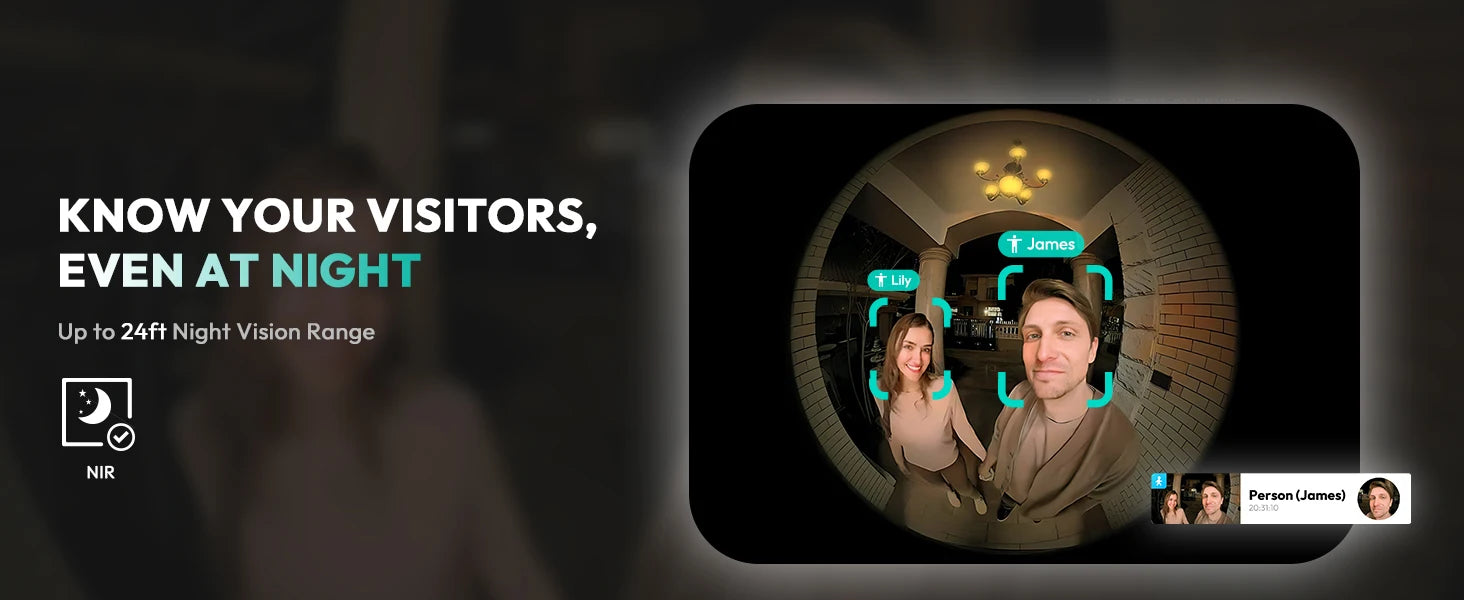 Botslab R810 180°Panoramic View Wireless Video Doorbell Camera AI Motion Detection Night Viewsion 5MP WiFi Camera Doorbell IP66 Waterproof Security Digital Door Peepholes with Cloud and Local Storage