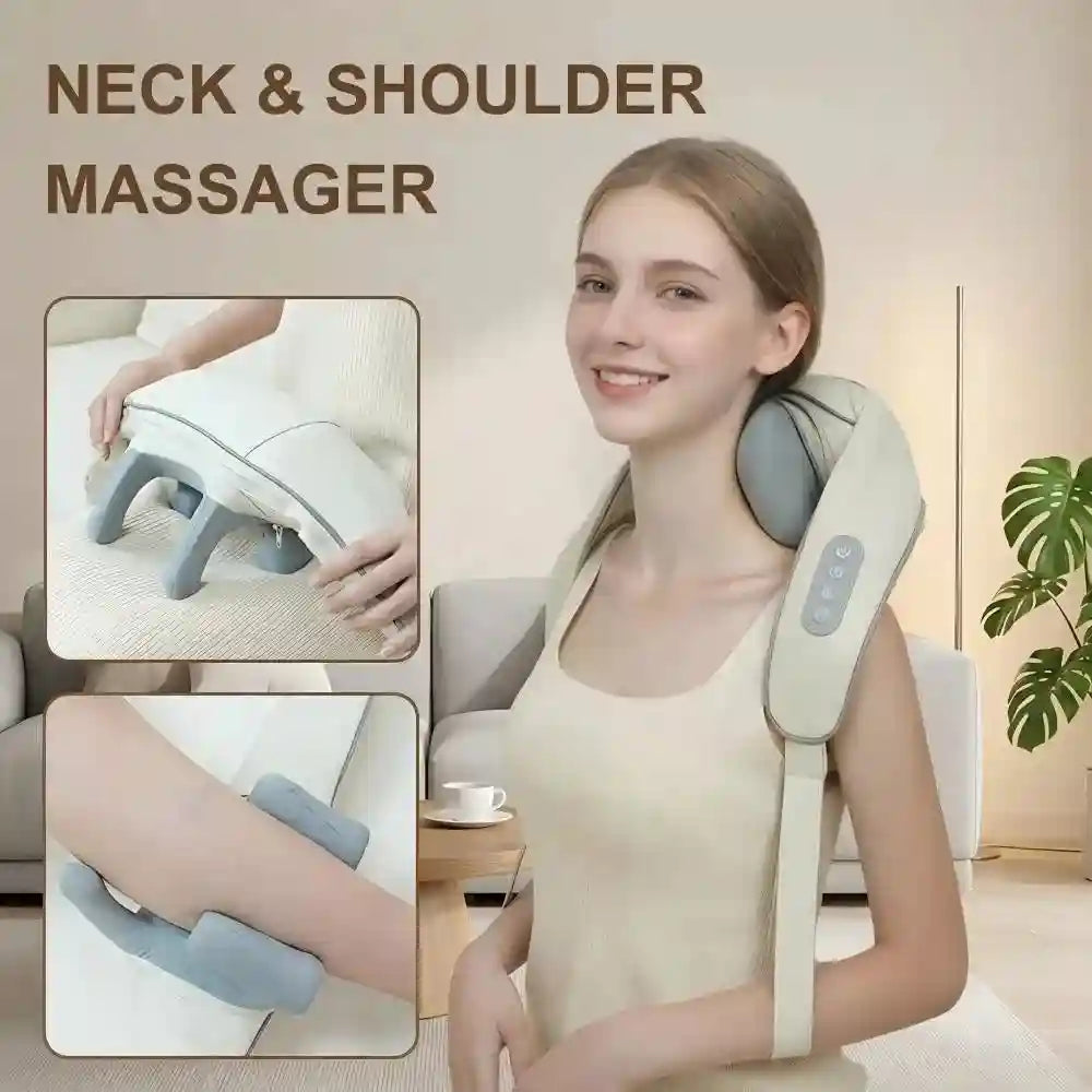 Shiatsu Deep Tissue Neck Massager with Heat Therapy - Tidesmit Ivory Massage Roller Tidesmit