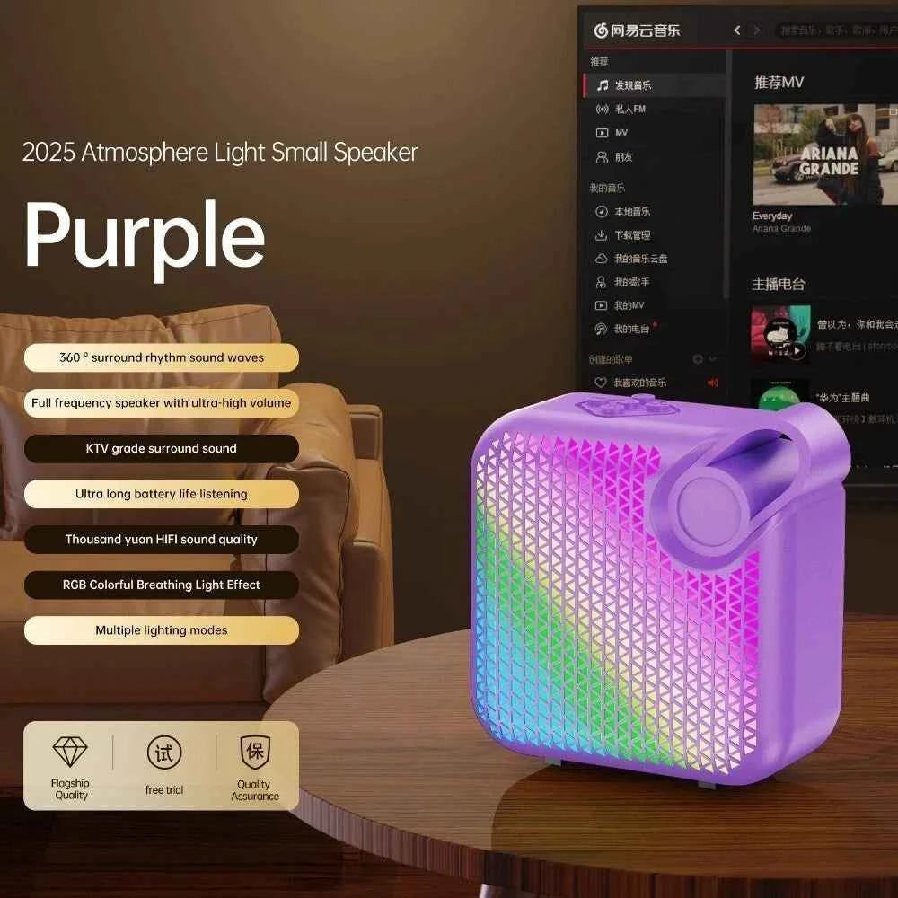 CTX Travel Outdoor Music Player for Bluetooth Speaker with RGB LED Lighting USB AUX Subwoofer Plastic Colorful Lights My Store