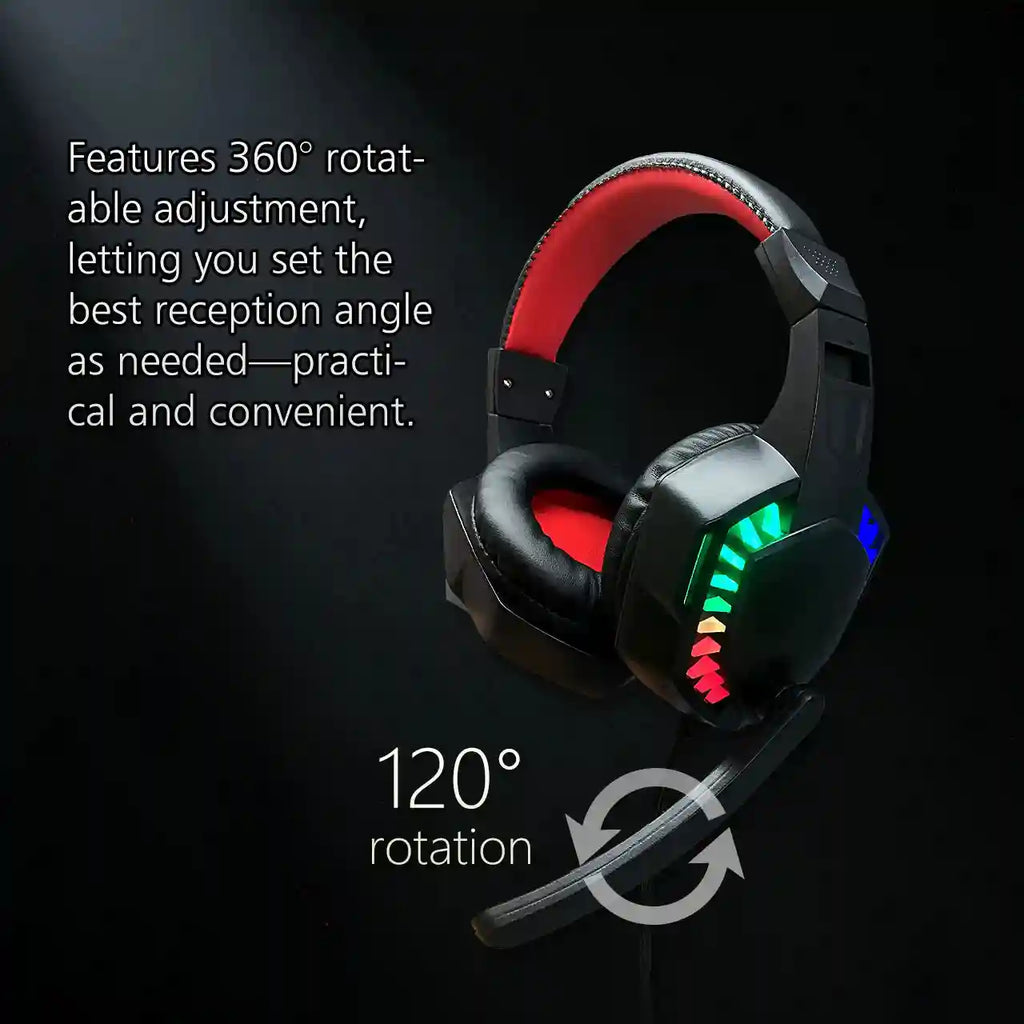 Wired Gaming Headset: RGB Over-Ear Audio with Low Latency for PC Gaming Tidesmit