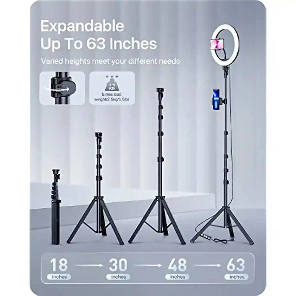 10 Inch LED Ring Light With 63 Inch Tripod Stand for Content Creators Tidesmit