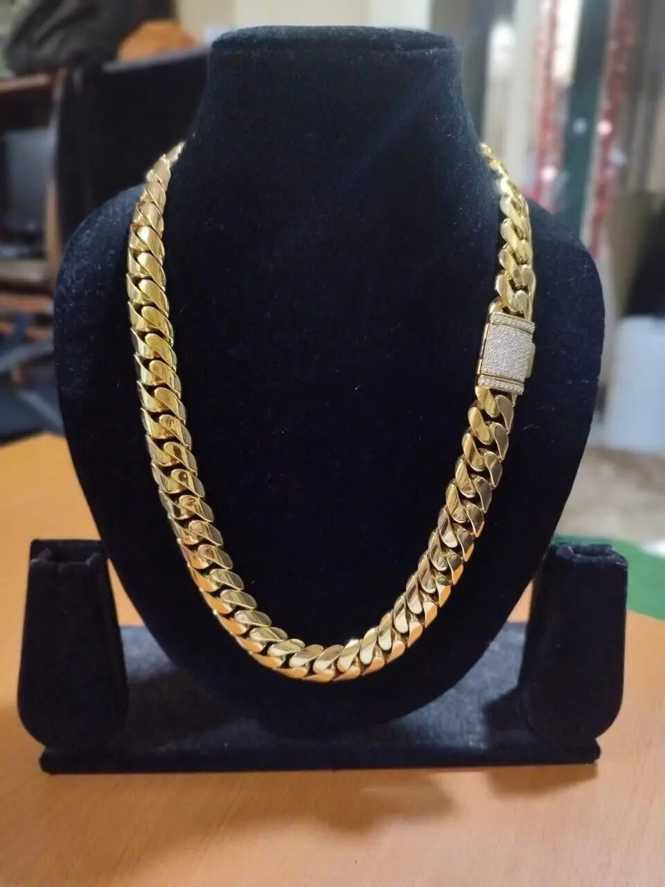 Tishya Diamond 6mm X 24" Miami Cuban Link Chain Women's Real Moissanite Hip Hop Engagement Party Wedding Gift Gold Necklace