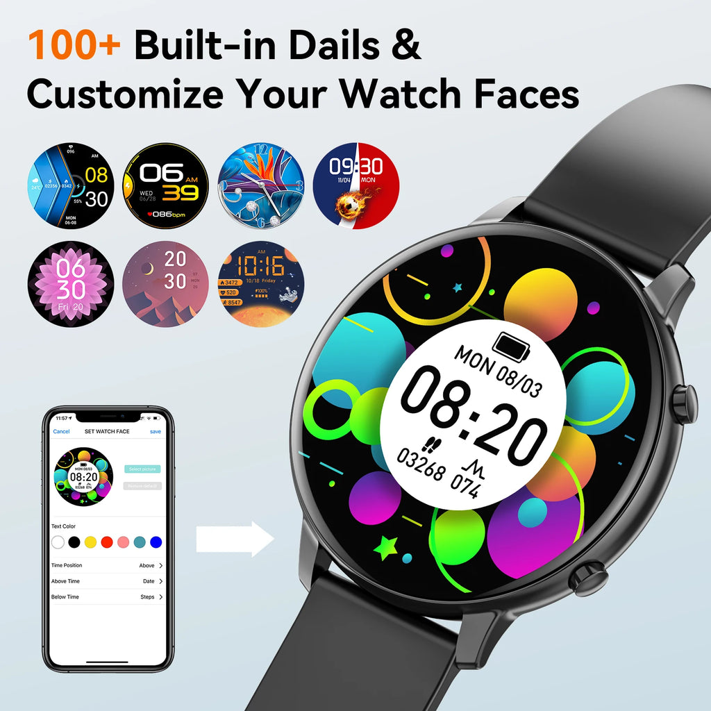 1.39'' HD 360*360 Smart Watch Bluetooth Calling, BLE5.2 IP67 Waterproof Fitness Tracker, Real-time Heart Rate Multi-Sport