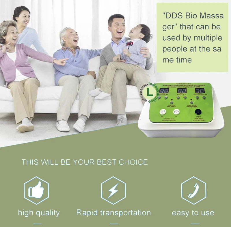 DDS bioelectric therapy pulse massager with digital display for meridian relaxation, pain relief, and body wellness.