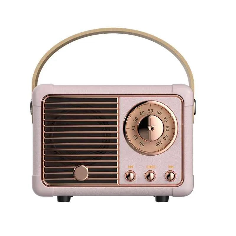CTX Retro Mini Portable for Bluetooth Speaker RGB LED Lighting USB AUX Audio Line Subwoofer for Music Player for Travel Outdoor Pink Metal My Store