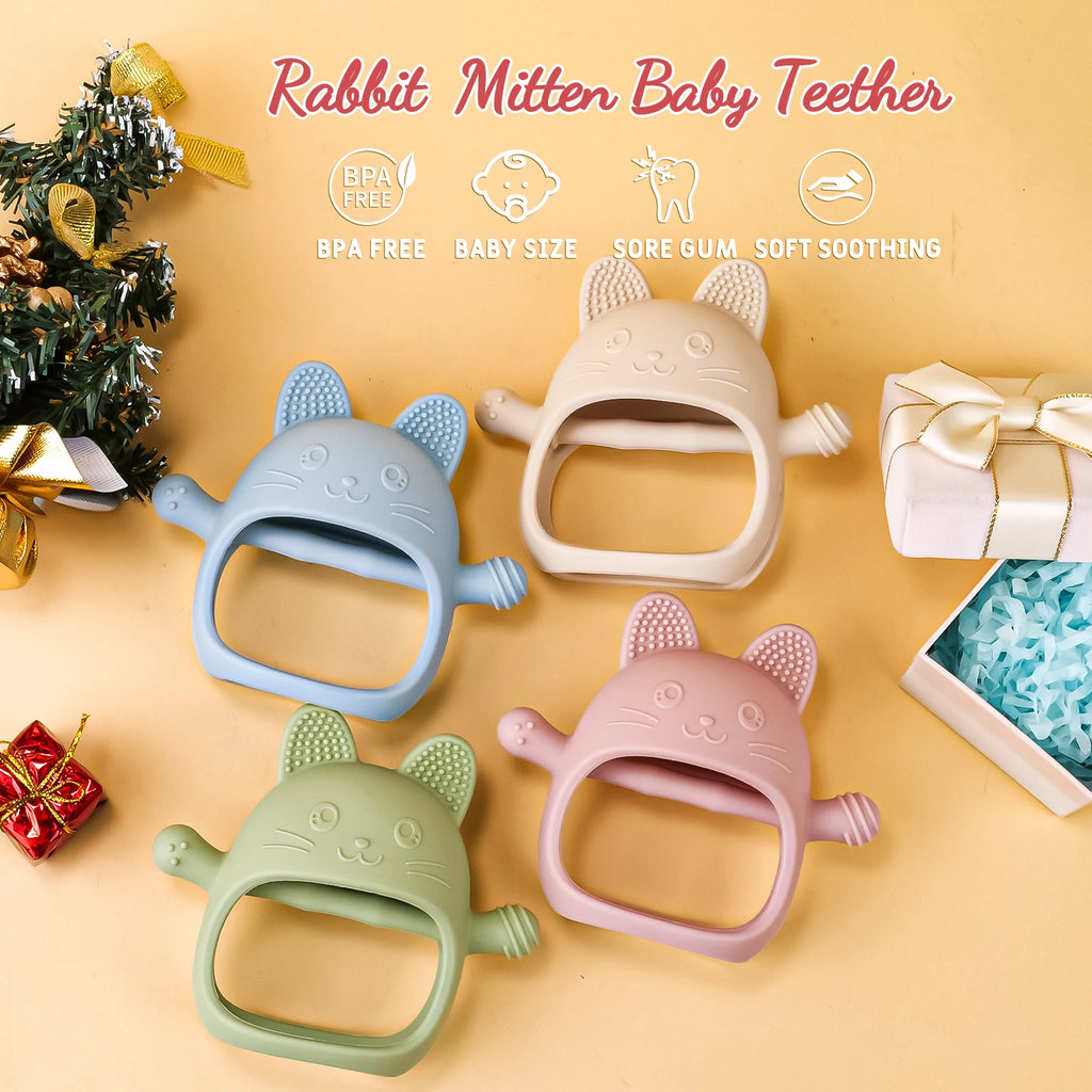Baby Silicone Teether Gloves Toys BPA Free Silicone Soft Soothing Dental Care Gums Anti-eating Hand Molar Toys Baby Accessories