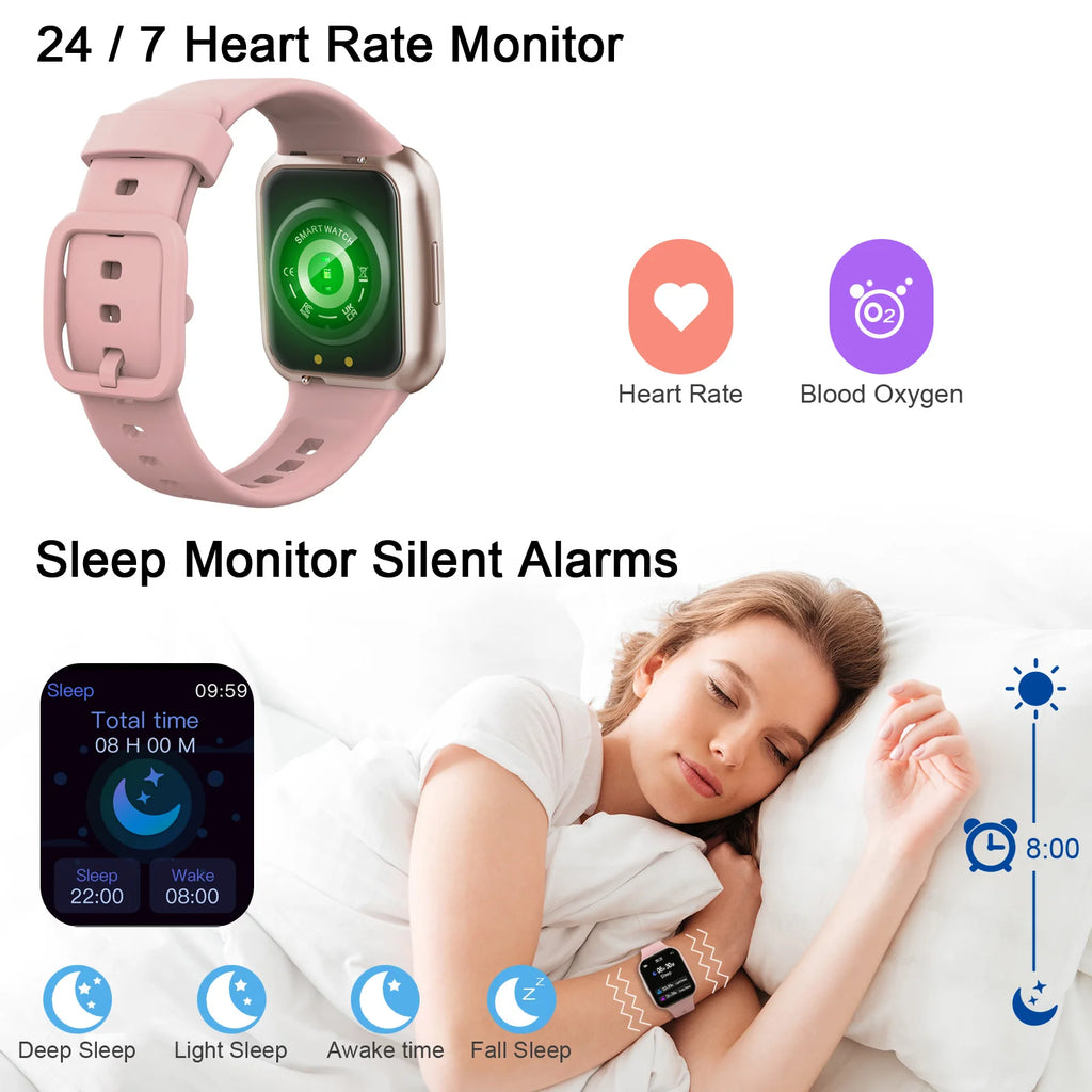 Q23 Smart Watch, Fitness Tracker Watch, 1.69'' Touch Smartwatch Fitness Watch with Pedometer/Sleep Monitor.