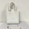 White genuine leather crossbody handbag with Order of the Eastern Star emboss design and detachable shoulder strap.