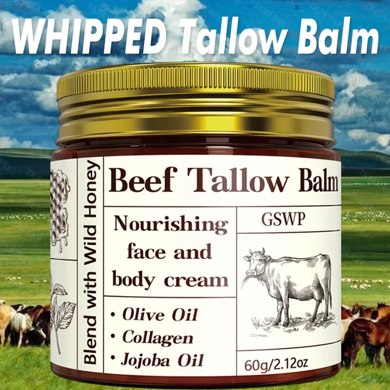GSWP Beef Tallow Moisturising Cream, containing honey and collagen, provides deep hydration. Gentle and non-irritating.60g/120g
