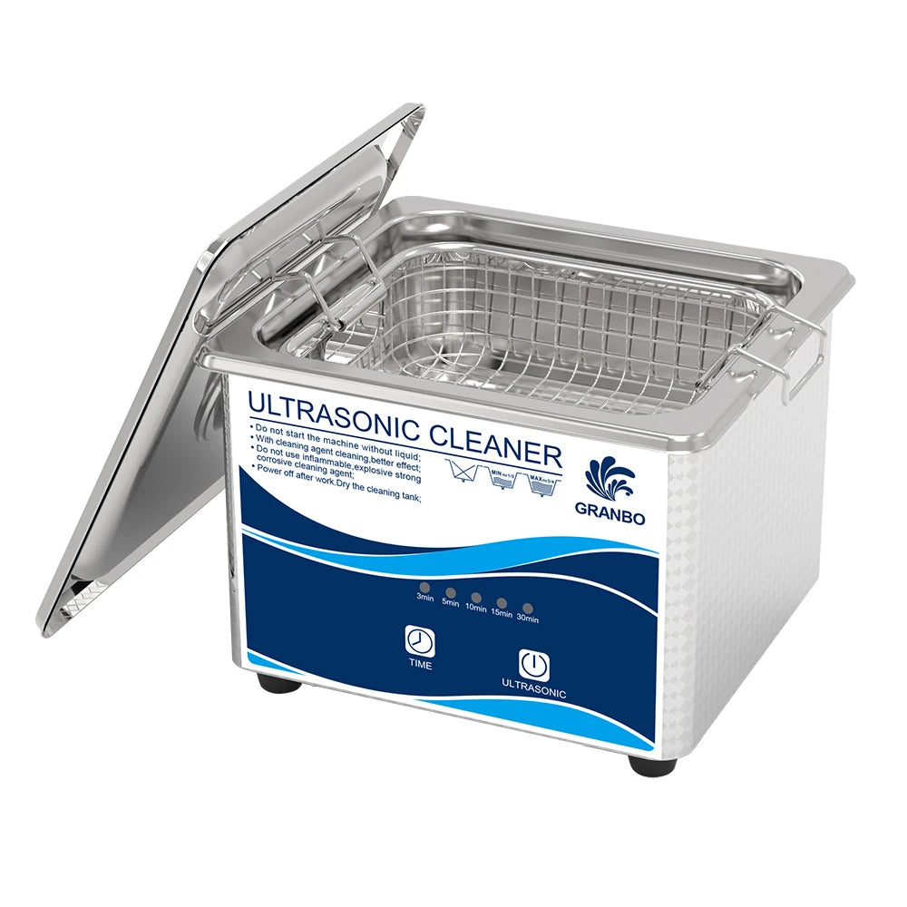 Tidesmit 1L digital ultrasonic cleaner showing digital timer display and stainless steel cleaning tank interior