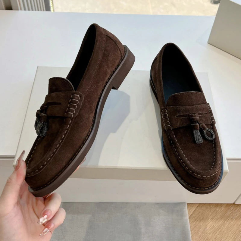 New Brand Women's Loafers Shoes Italian Designer High Quality Genuine Cow Leather slip on Dailywear Casual