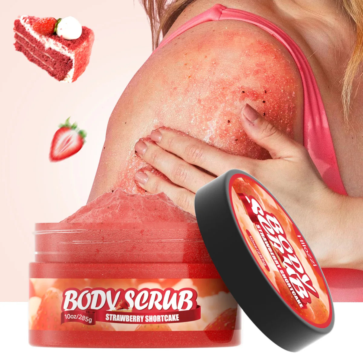 Strawberry Body Scrub 285g | Natural Exfoliating Face Moisturizer Scrubs Treatments Tidesmit