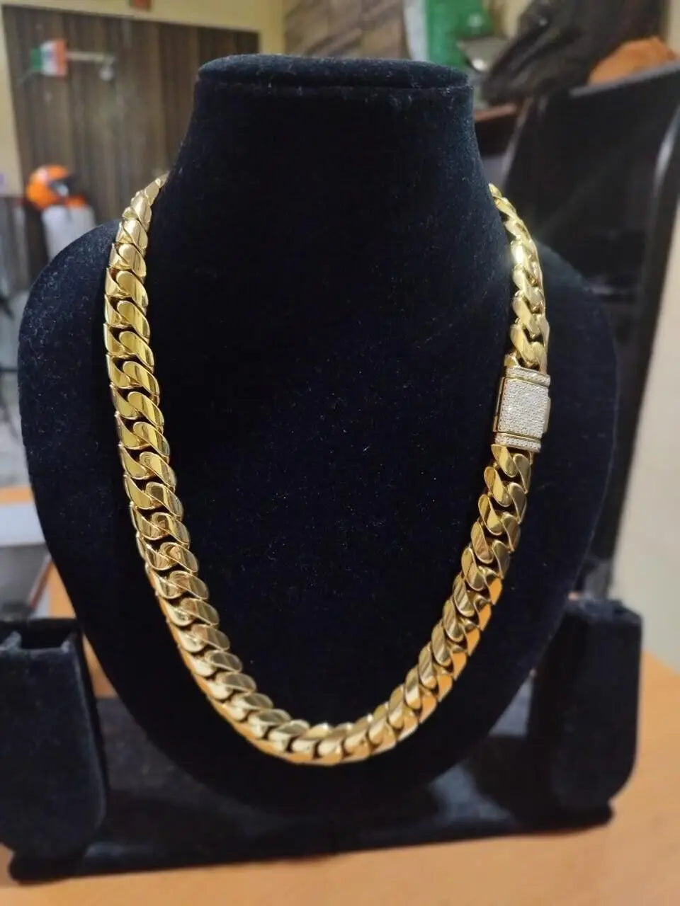 Tishya Diamond 6mm X 24" Miami Cuban Link Chain Women's Real Moissanite Hip Hop Engagement Party Wedding Gift Gold Necklace