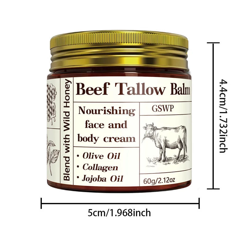 GSWP Beef Tallow Moisturising Cream, containing honey and collagen, provides deep hydration. Gentle and non-irritating.60g/120g