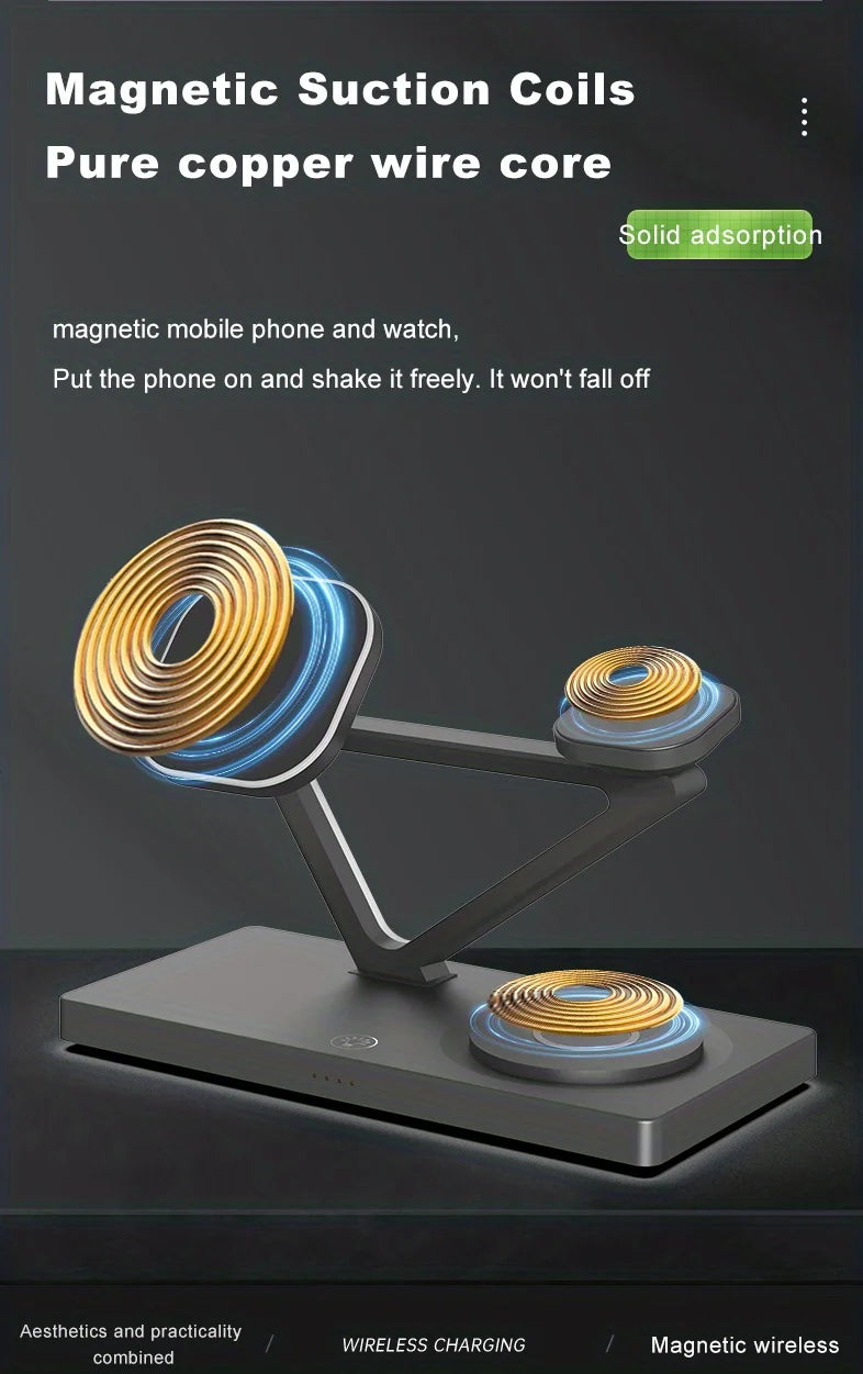 Tidesmit 3-in-1 Wireless Charging Station | Qi Certified Fast Charger Tidesmit