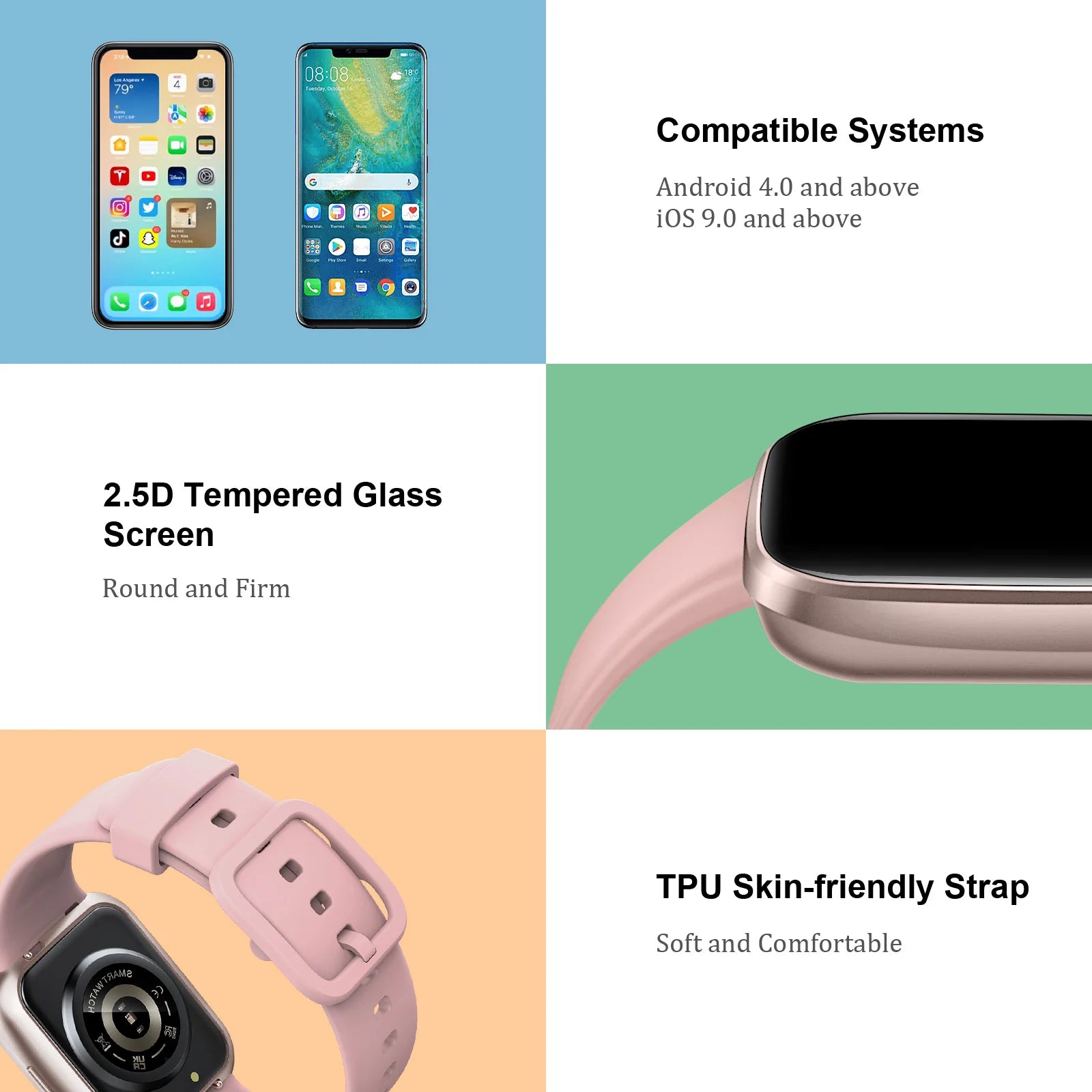 Q23 Smart Watch, Fitness Tracker Watch, 1.69'' Touch Smartwatch Fitness Watch with Pedometer/Sleep Monitor.
