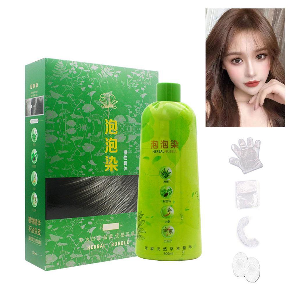 Brimless Shampoo 3 In 1 Black Hair Dye Coloring Shampoo Nourishes Long Lasting For Men Women Bubble Gray Hair Dye Shampoo 500ml