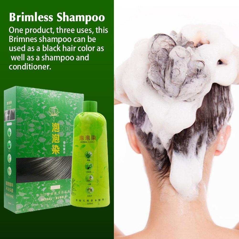 Brimless Shampoo 3 In 1 Black Hair Dye Coloring Shampoo Nourishes Long Lasting For Men Women Bubble Gray Hair Dye Shampoo 500ml
