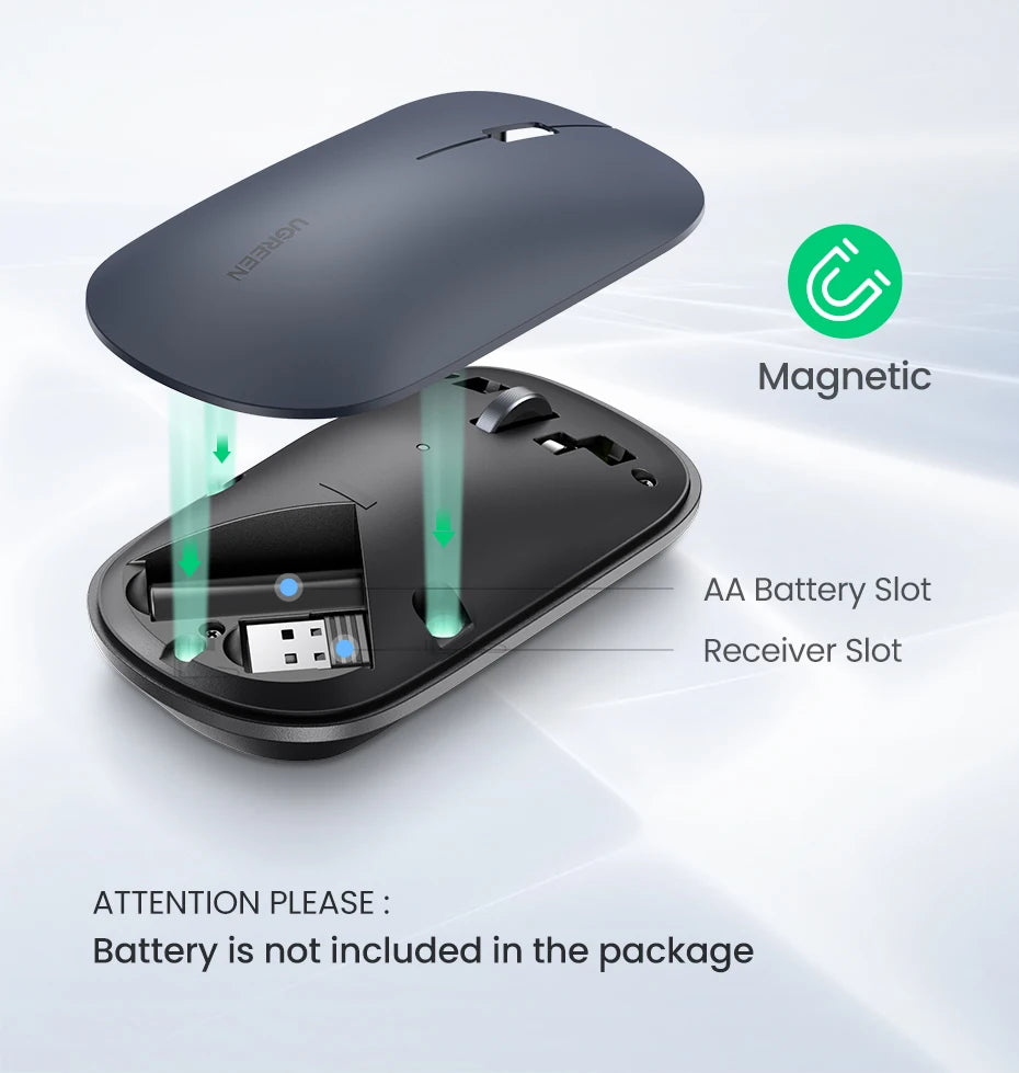 UGREEN Mouse Wireless Bluetooth 2.4G Silent Mice 4000 DPI Left Right Hand For MacBook Tablet Computer Laptop PC Wireless Mouse