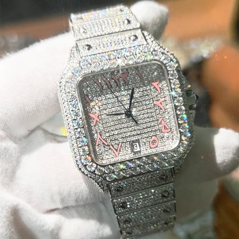 Wholesale Factory VVS Moissanite Diamond Watches Arabian Studded Wrist Iced Out Watch for Gift Hip Hop Iced Out Brand Watches