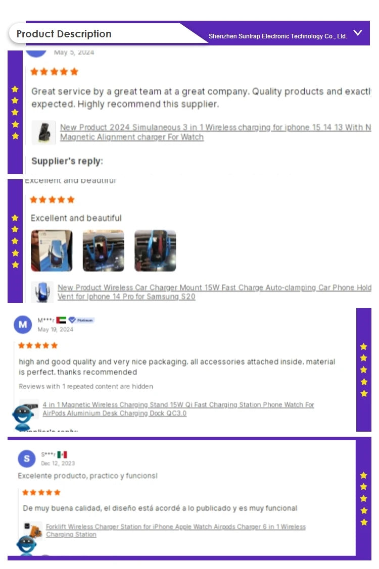 Portable 3 in 1 Wireless Charger Multifunction15W Wireless Phone Charger for Smartphone iphone Charger Tidesmit