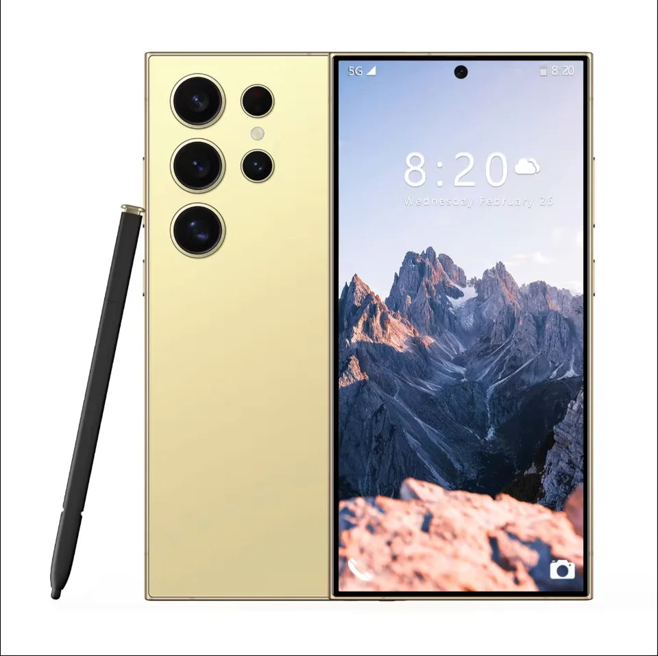 Hot Selling Unlocked 7.3-Inch for Gal Axy S24 Ultra 4G Smartphone 512G Android Phone with 108MP Rear Camera CDMA and LTE Cellula Gold 12g Tidesmit