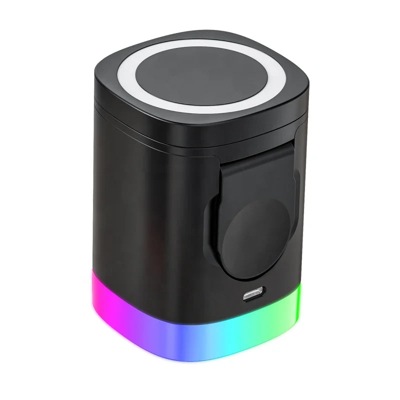 Power bank charger-Newly Fast High Version 15W Multifunctional Mobile Phone Stand Holder 5 in 1 Magnetic 3 in 1 Wireless Charger Tidesmit