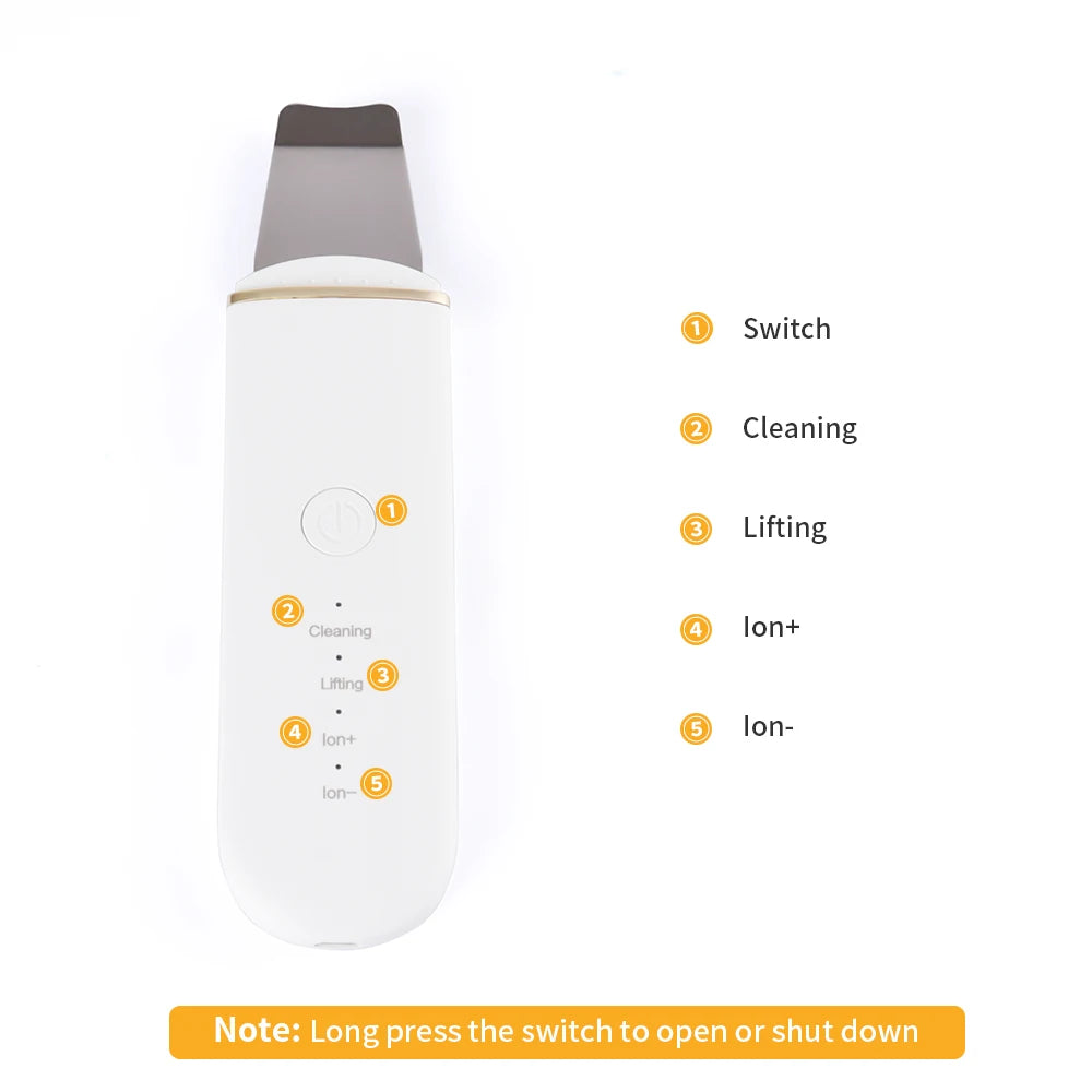 Ultrasonic Facial Skin Scrubber | Professional Deep Cleaning Spatula Scrubs Treatments Tidesmit
