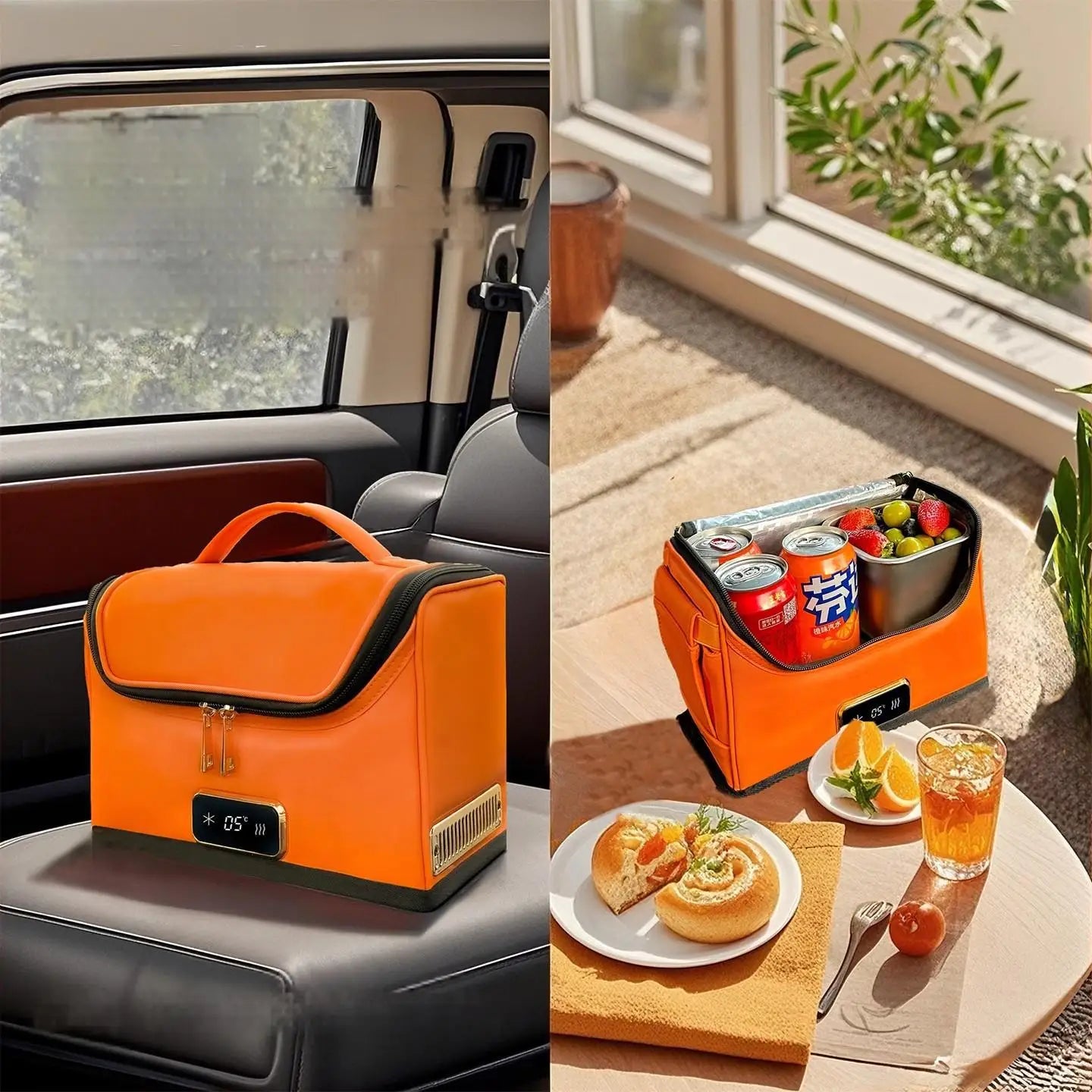 Luxury Pu Leather Hot and Cold Bag DC Electric Cooler Warmer Portable Fashionable Women's Handbag High-end Car Accessory