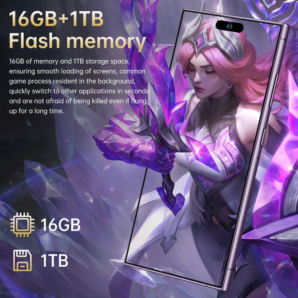 Tidesmit S25Ultra smartphone with built-in pen 7.3-inch display and 20MP camera for high-performance mobile usage.