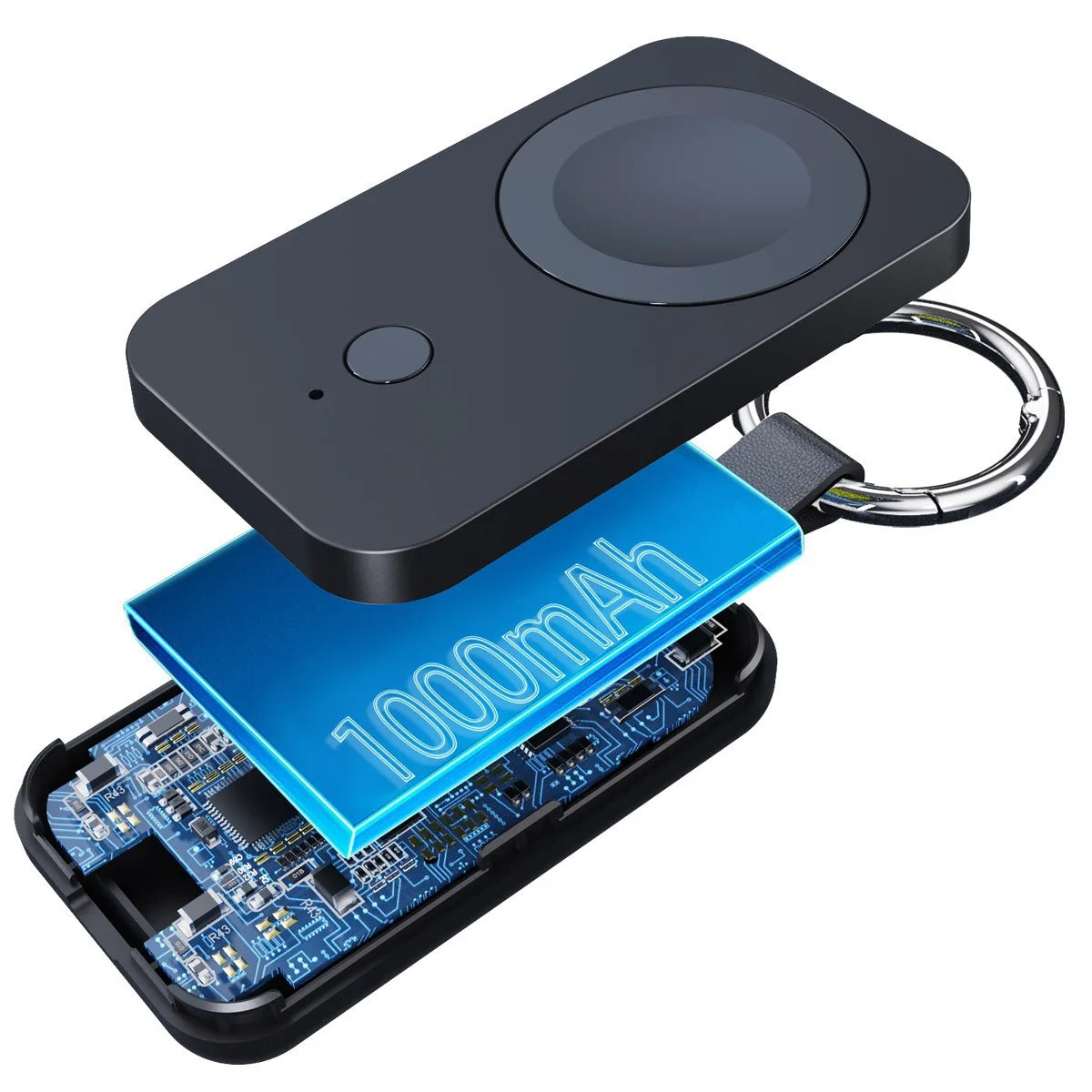 Power bank charger-KC Certified V9 Portable 1000MA Magnetic Watch Power Bank High Capacity 5W Keychain Watch Wireless Charging Power Bank Tidesmit