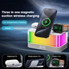Hot Products Bedroom Multifunctional RGB Night Light Alarm Clock Mobile Phone Holder BT Speaker 6 in 1 Wireless Charger 15W Universal White Tidesmit