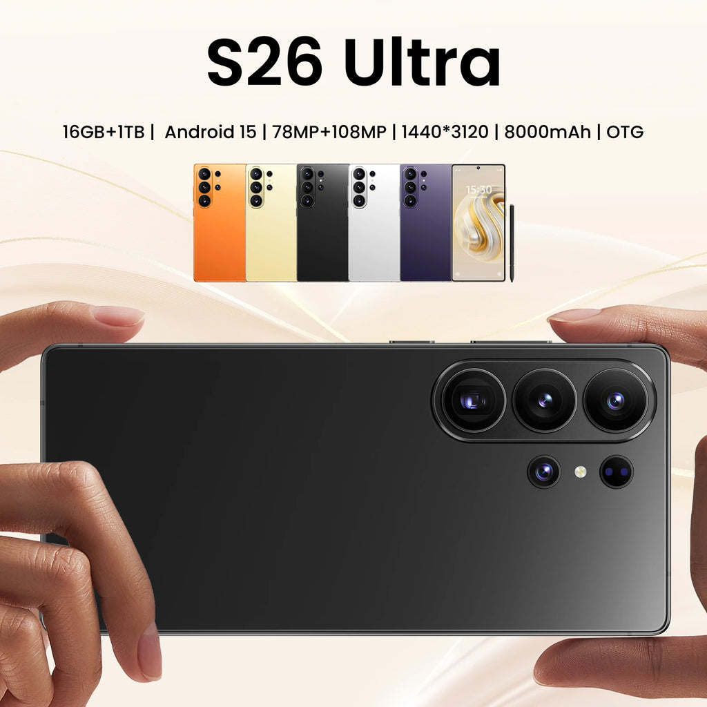 Samsung S26 Ultra smartphone featuring a high-definition clear display for smooth performance and vibrant visuals.