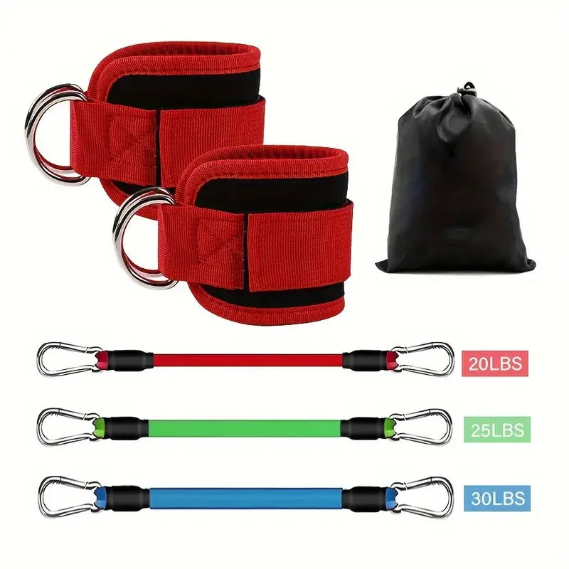 6 Piece Ankle Resistance Bands With Cuffs for Working Out Glute Leg Exercise Booty Workout Equipment Red Color Medium 19*15*4CM Tidesmit